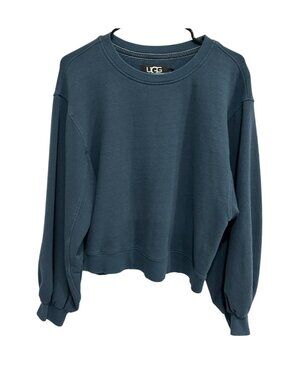 UGG Large Blue Crewneck Sweatshirt Balloon Sleeve Relaxed Fit Cozycore Soft Girl